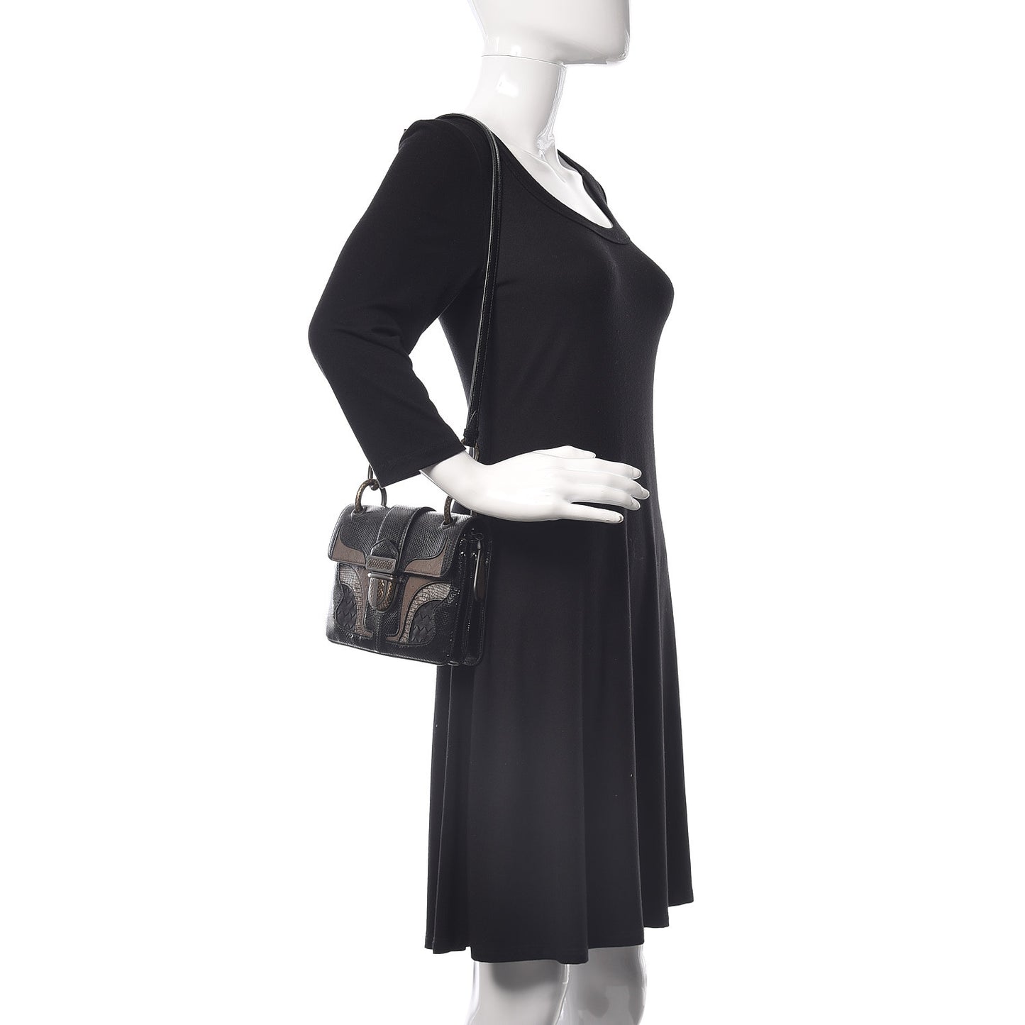Karung Ostrich Nappa Intrecciato Darling Shoulder Bag Black