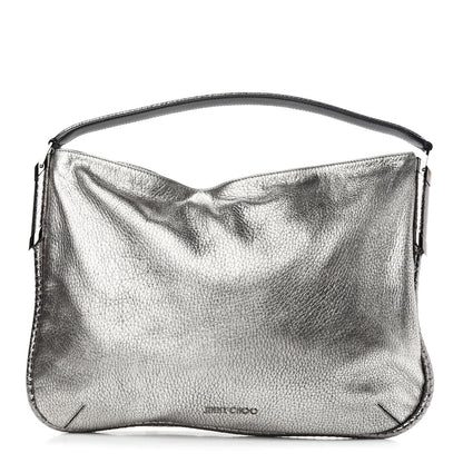 Jimmy Choo Metallic Pebbled Calfskin Hobo Silver 1 of 9