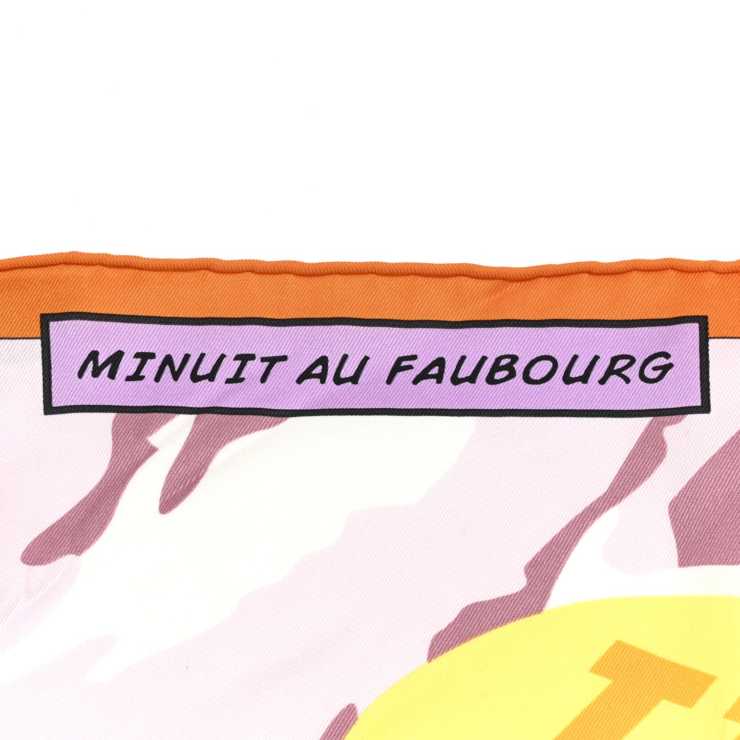 Silk Minuit Au Faubourg Scarf 70 Orange Gris Jaune