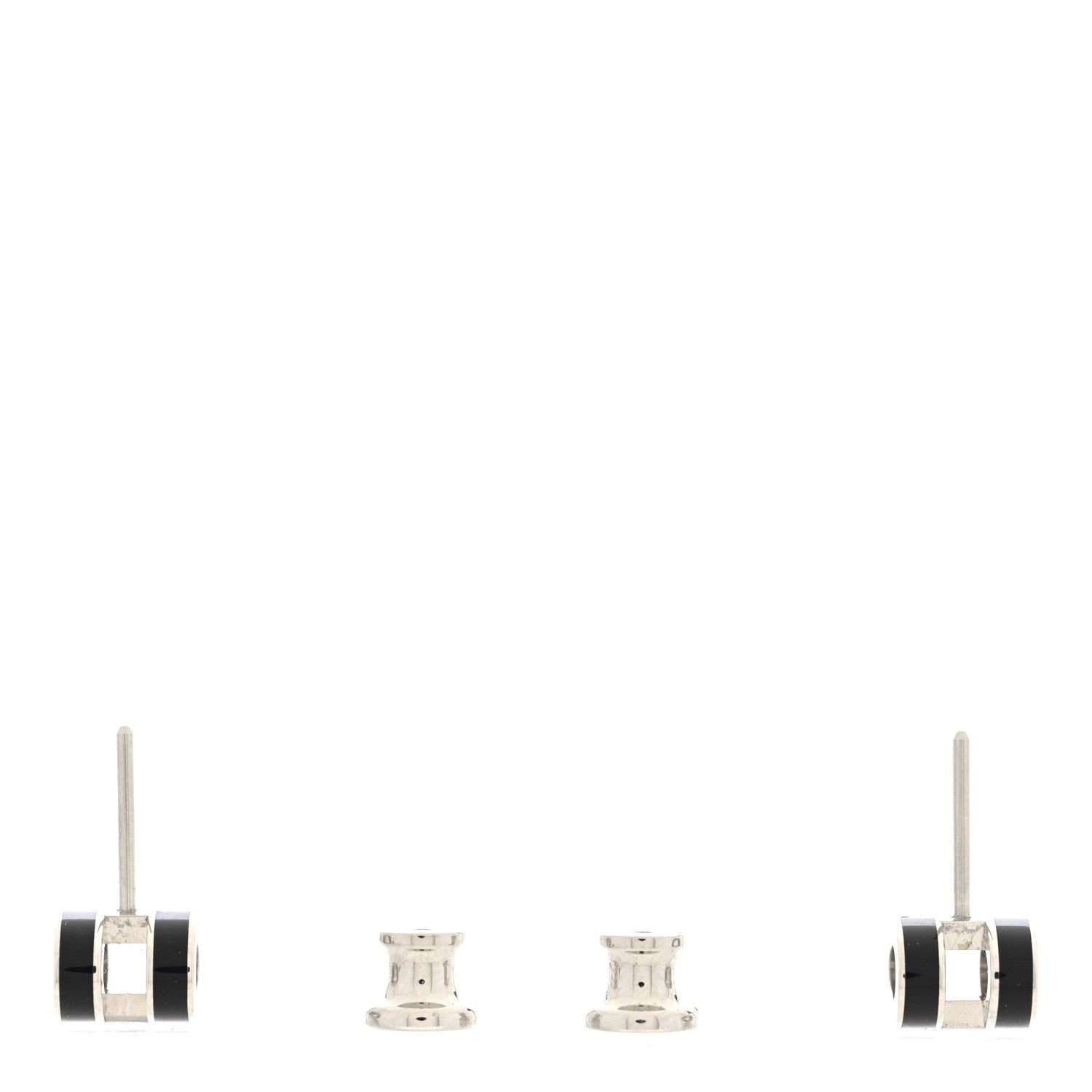 Hermes Palladium Lacquered Mini Pop H Earrings Black 3 of 5