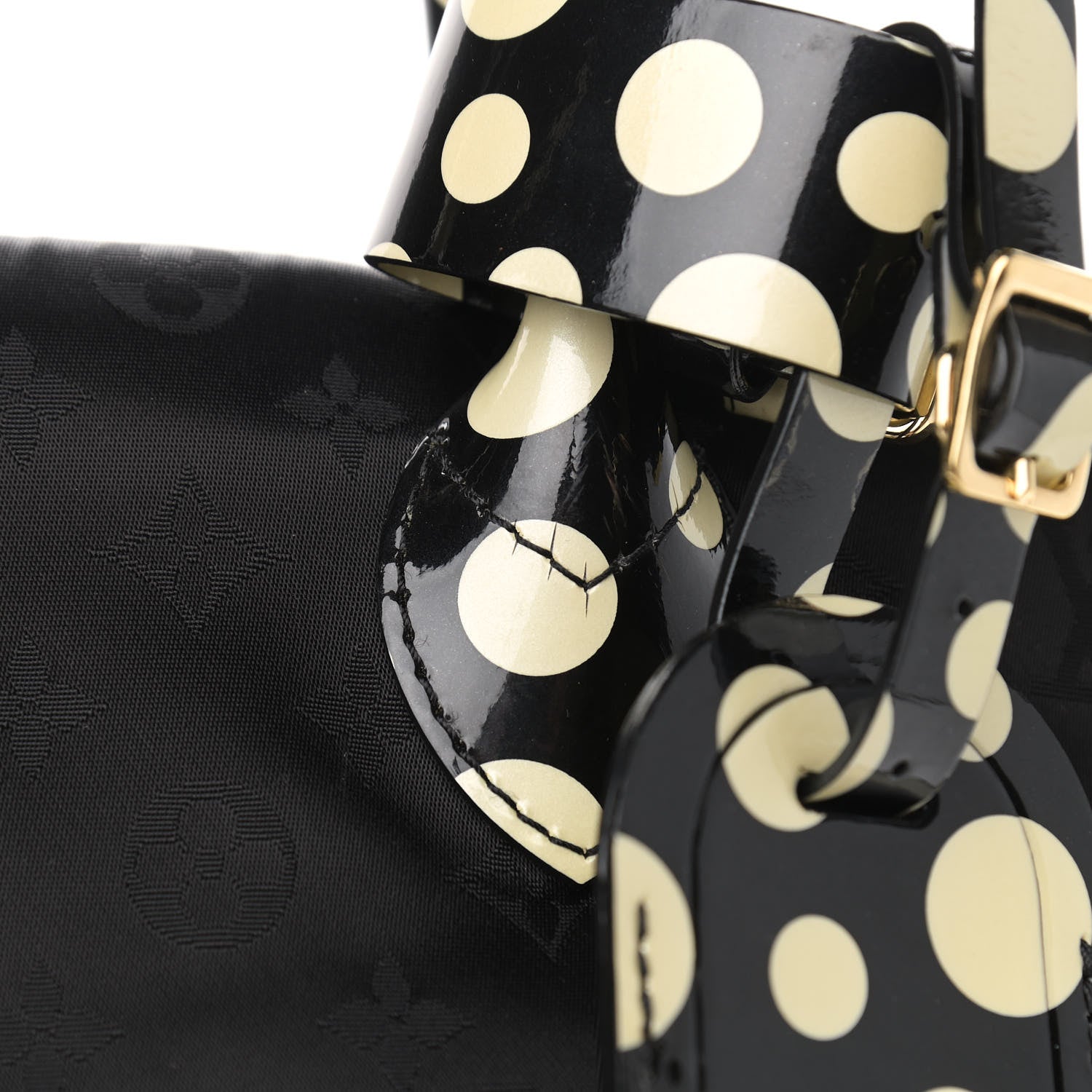 Louis Vuitton Nylon Kusama Infinity Dots Lockit Vertical MM Black White 10 of 11