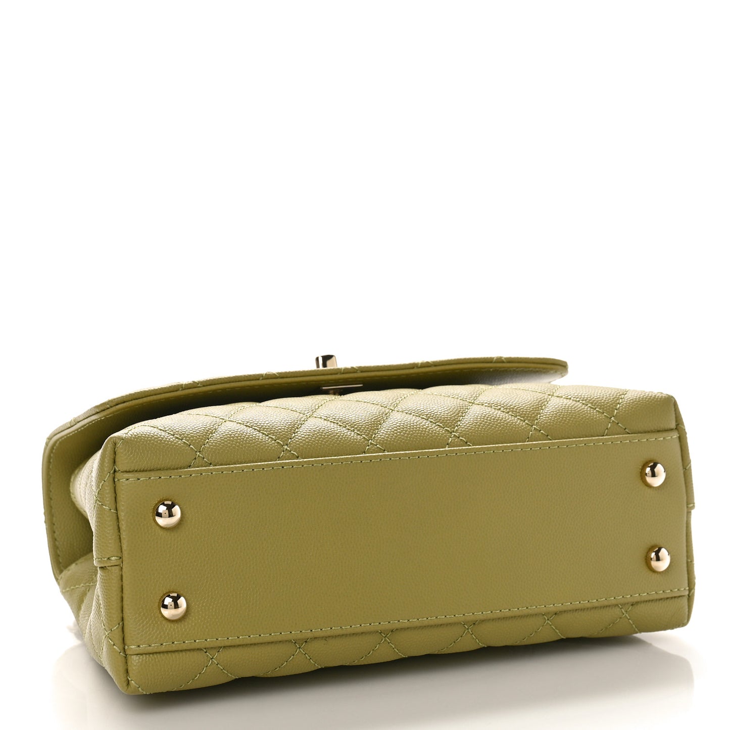 Caviar Lizard Embossed Quilted Mini Coco Handle Flap Green