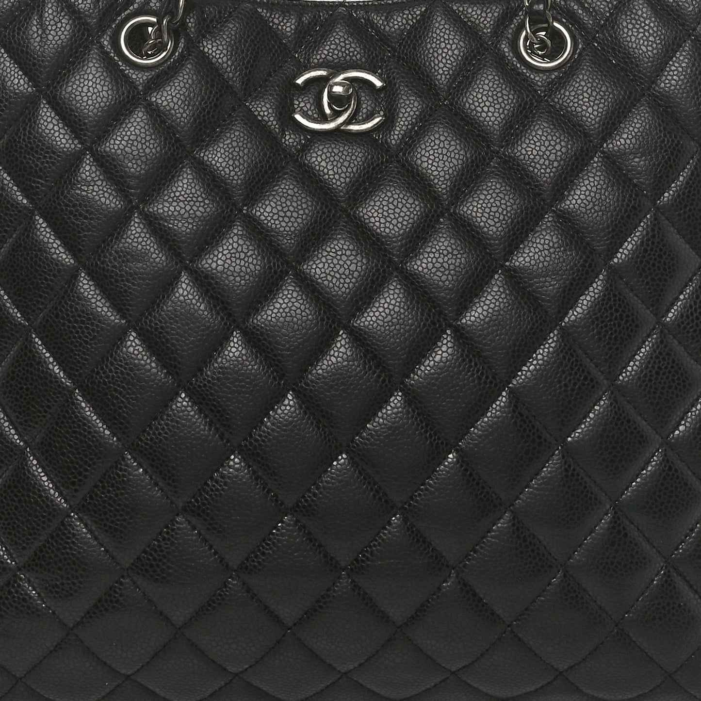 Caviar Quilted Large Shopping Tote Black