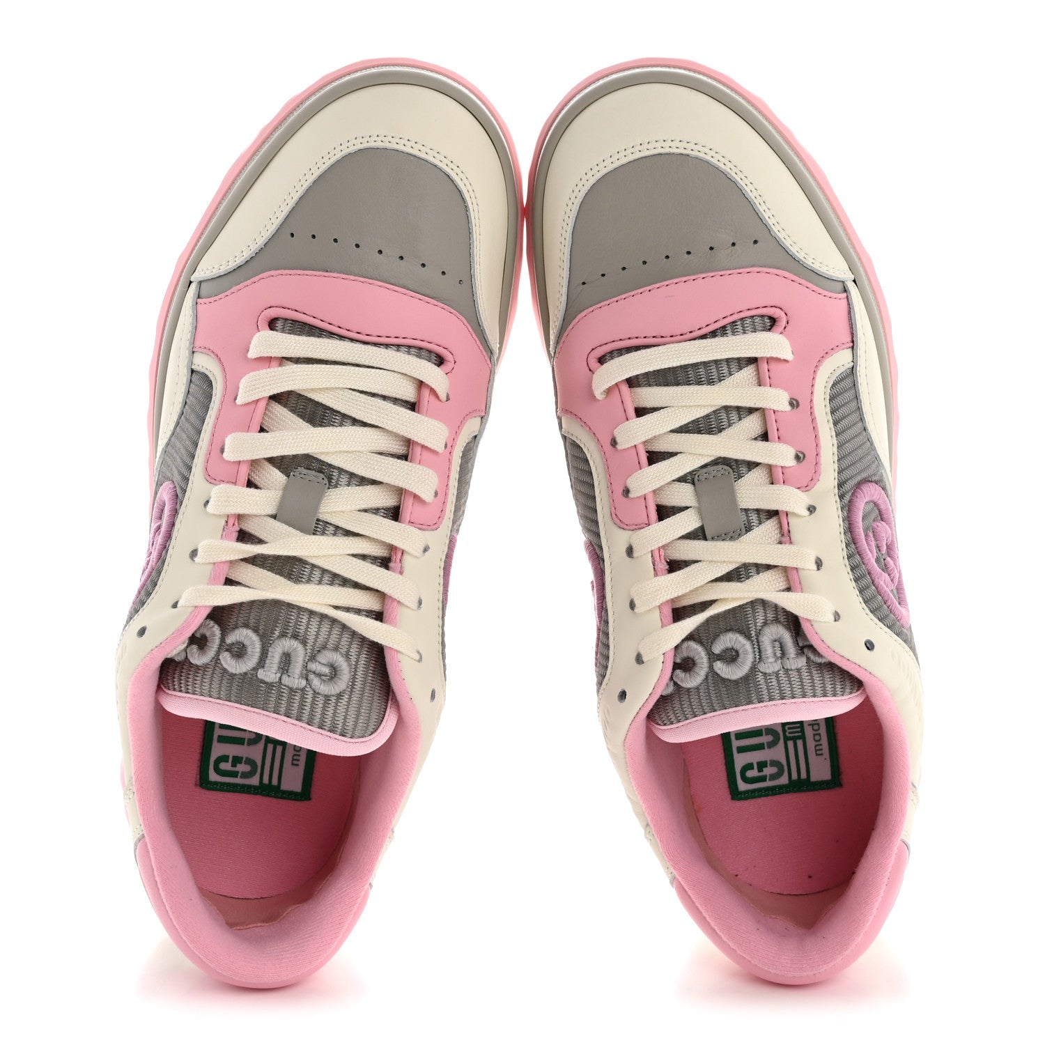 Gucci Dali Soft Calfskin Womens Mac80 Sneakers 38.5 Off White Grey Sky Light Rose 2 of 12