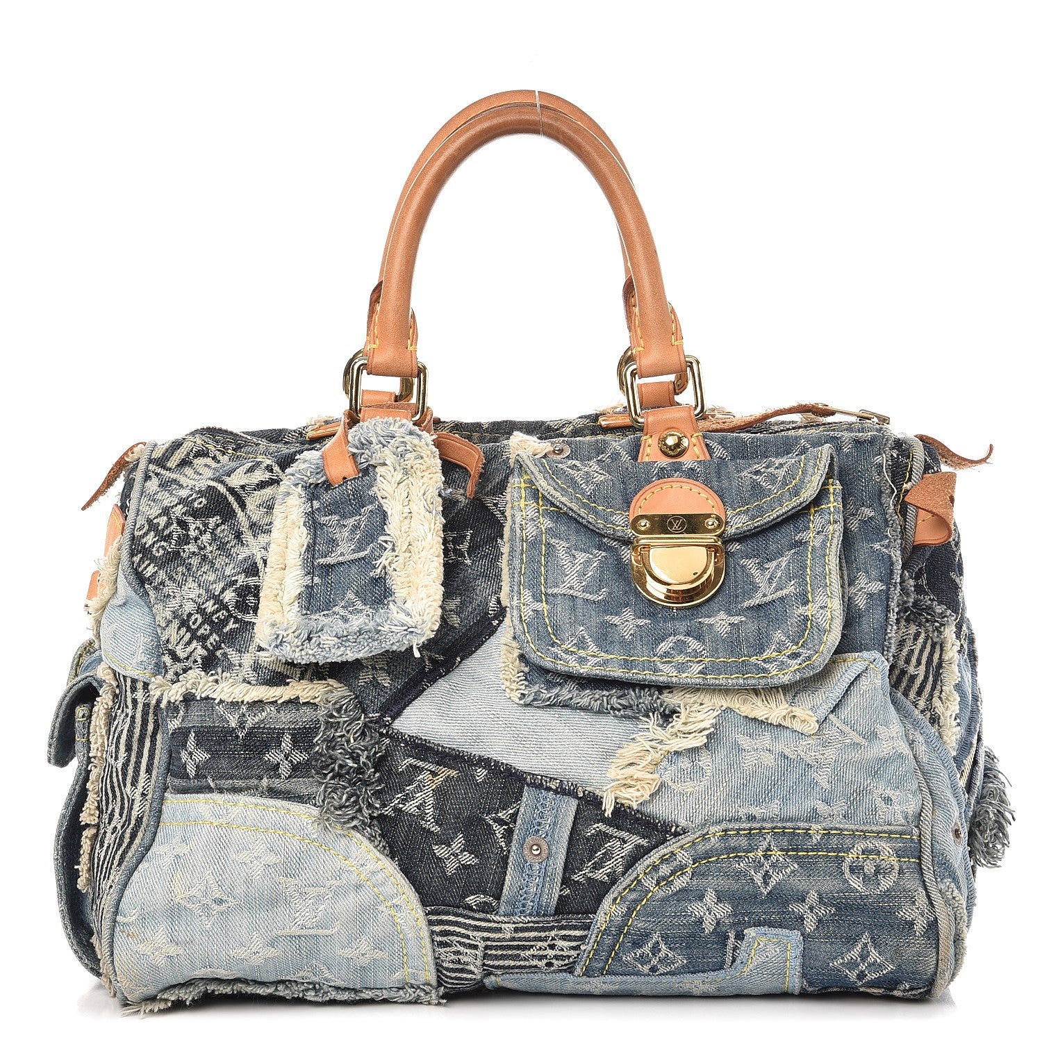 Louis Vuitton Denim Patchwork Speedy 30 Blue 1 of 8