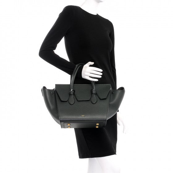 Crisped Calfskin Mini Tie Knot Tote Dark Green