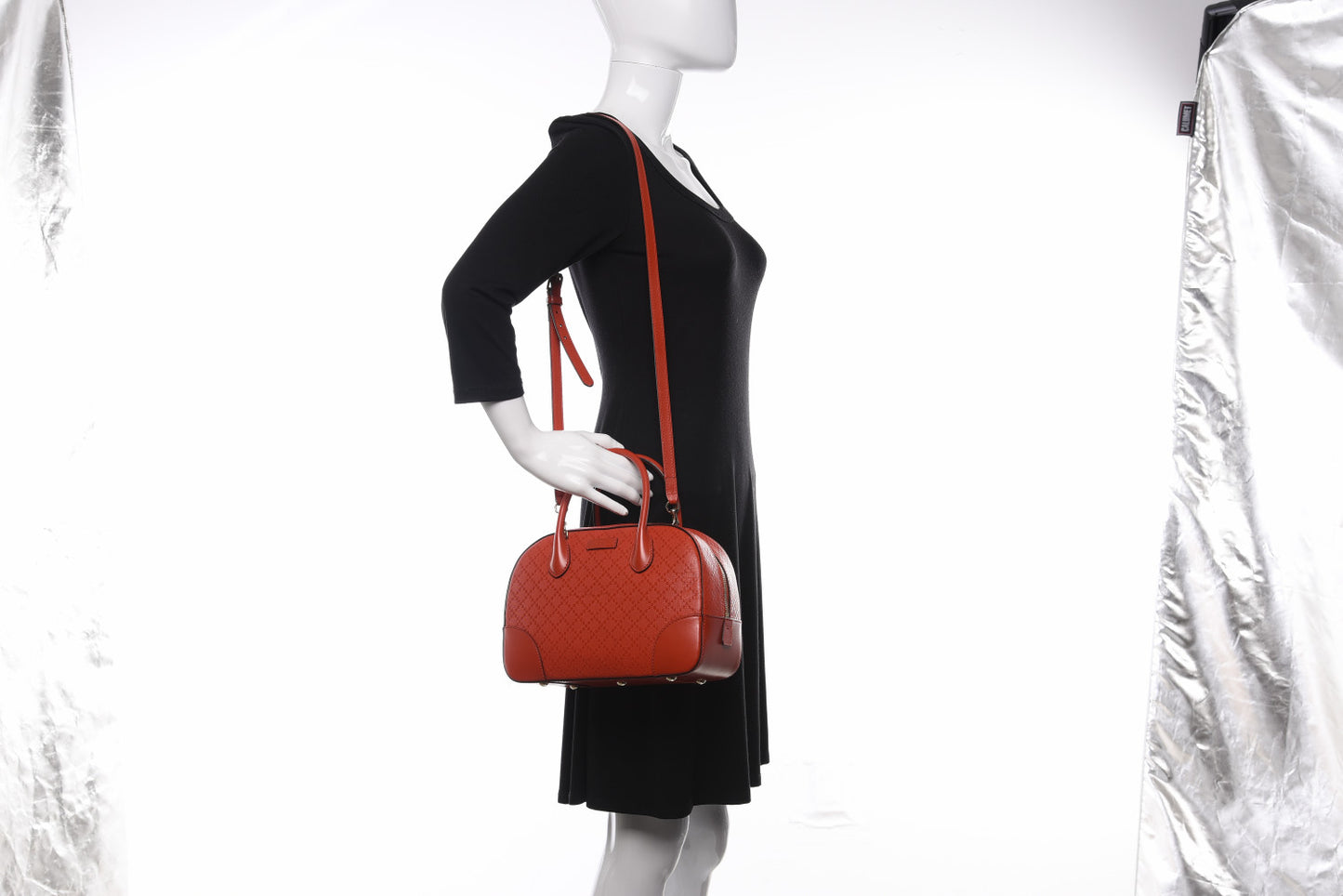 Calfskin Diamante Small Top Handle Bag Red