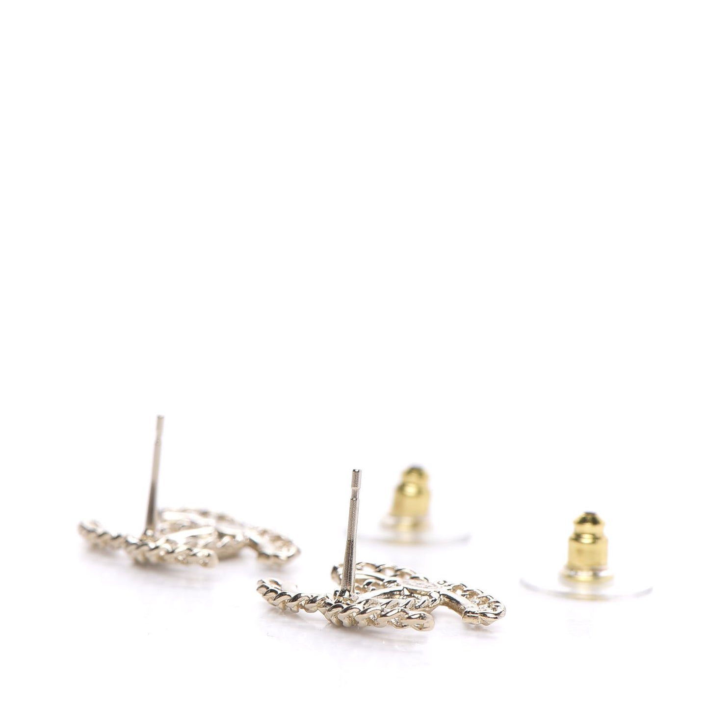 Crystal Chain CC Earrings Gold