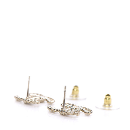 Chanel Crystal Chain CC Earrings Gold 3 of 5