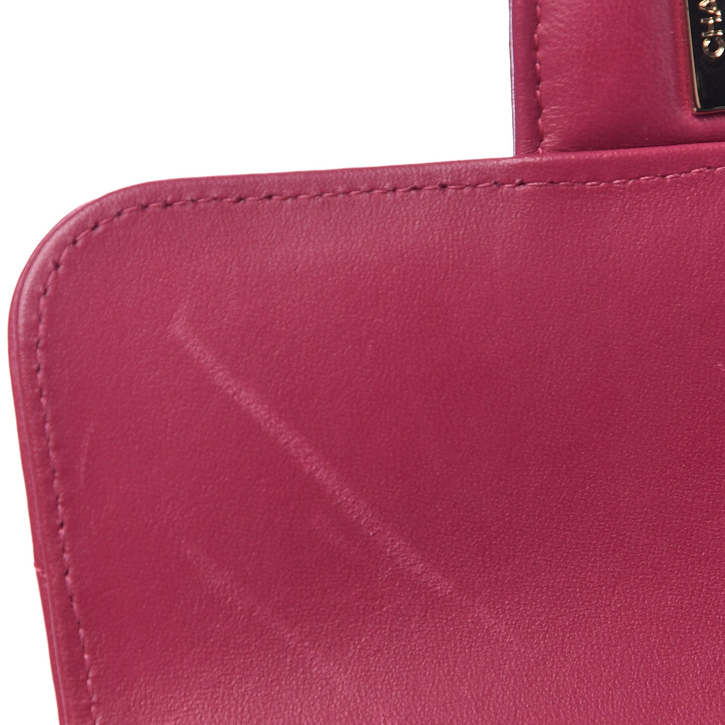 Lambskin Chevron Quilted Mini Square Flap Fuchsia