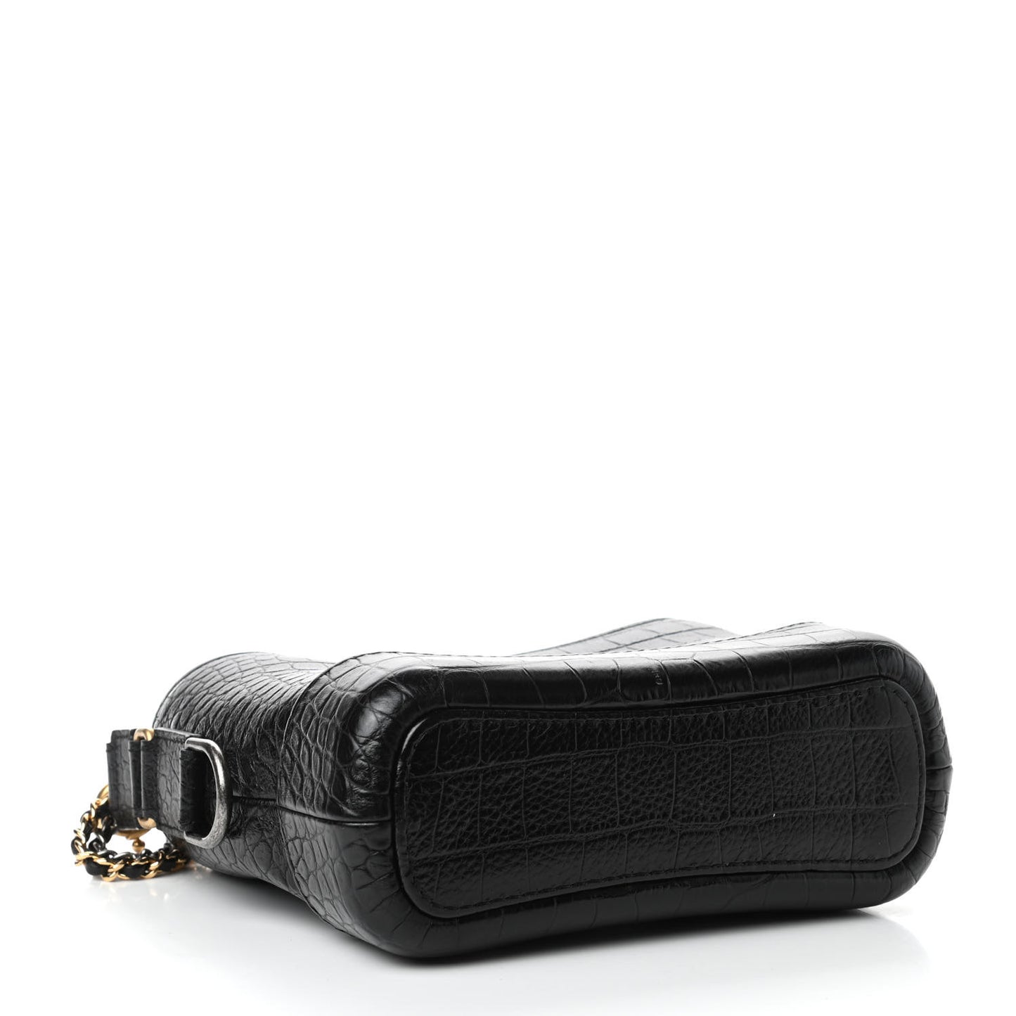 Calfskin Crocodile Embossed Small Gabrielle Cocodile Hobo Black