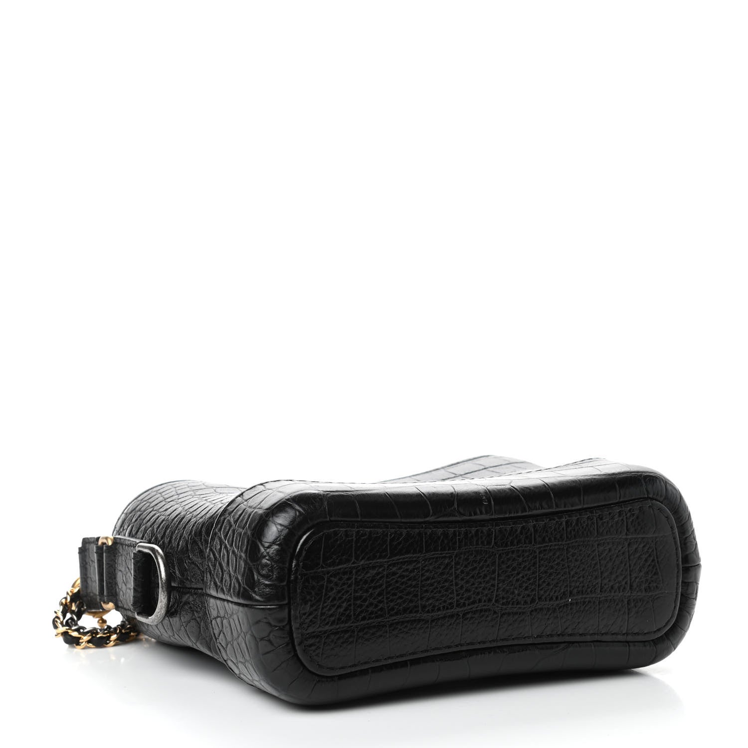 Chanel Calfskin Crocodile Embossed Small Gabrielle Cocodile Hobo Black 3 of 4