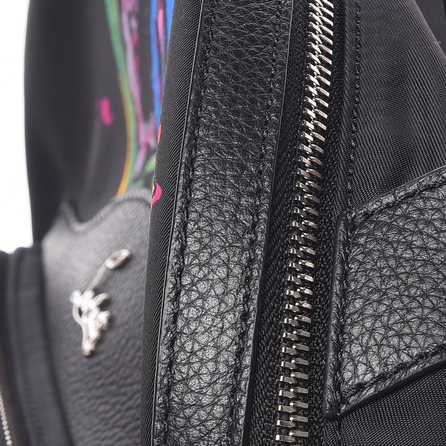 Nylon Calfskin Love Small Backloubi Backpack Black
