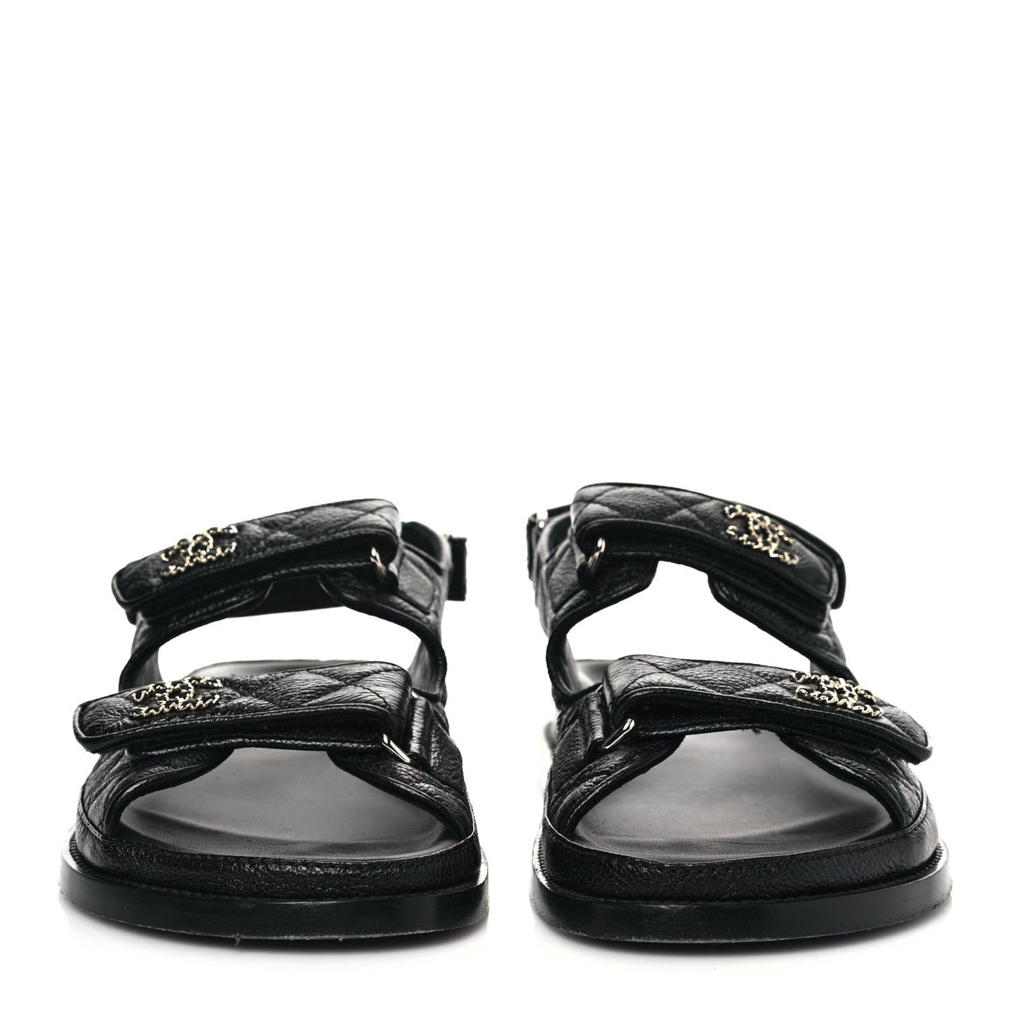 Grained Calfskin Velcro Dad Sandals 37.5 Black