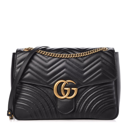 Gucci Calfskin Matelasse Large GG Marmont Shoulder Bag Black 1 of 10