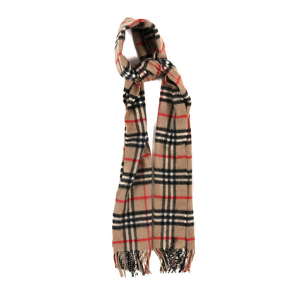 Burberry Cashmere House Check Fringe Scarf Camel 1 of 3