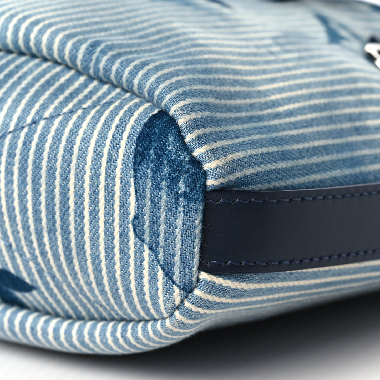 Hickory Stripes Denim Monogram Watercolor Sac Marin BB Blue