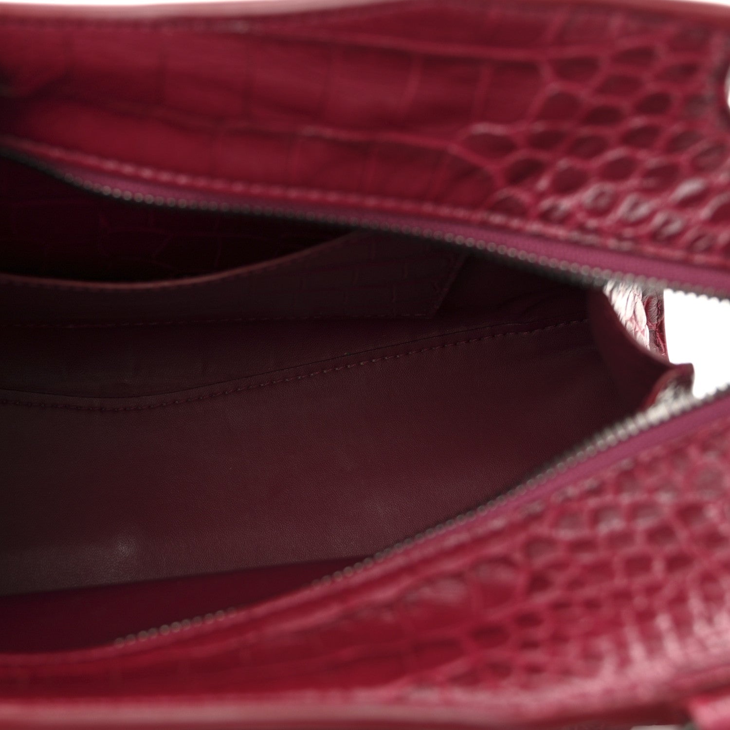 Balenciaga Calfskin Crocodile Embossed Neo Classic Silver Hardware S City Raspberry 5 of 9