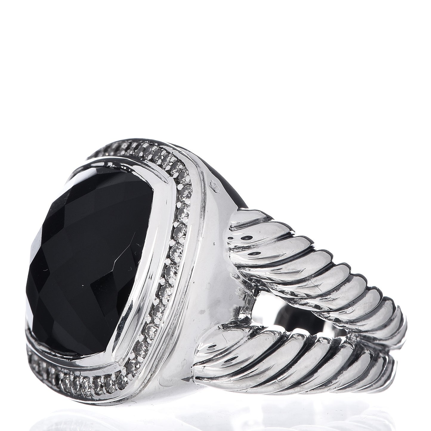 Sterling Silver Diamond Black Onyx 14mm Albion Ring 54 7