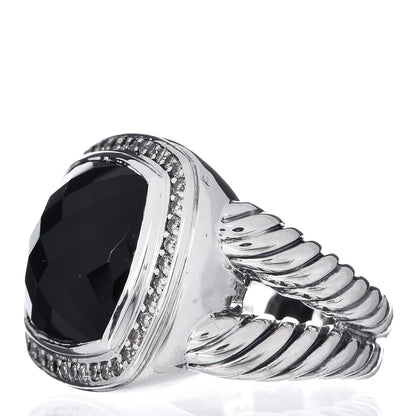 David Yurman Sterling Silver Diamond Black Onyx 14mm Albion Ring 54 7 3 of 5