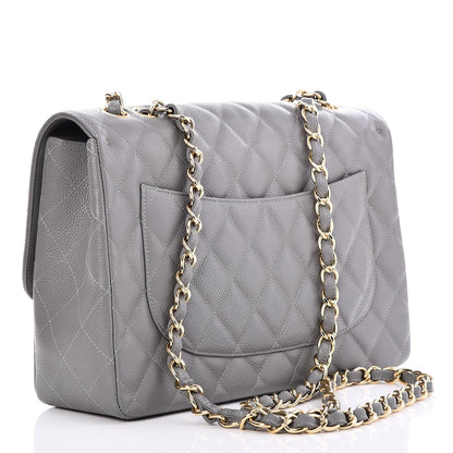 Chanel Caviar Quilted Jumbo Single Flap Grey 4 of 9