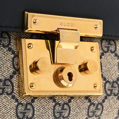 Gucci GG Supreme Monogram Moon Calfskin Small Padlock Shoulder Bag Beige Blue Mystic White Hibiscus Red 11 of 12
