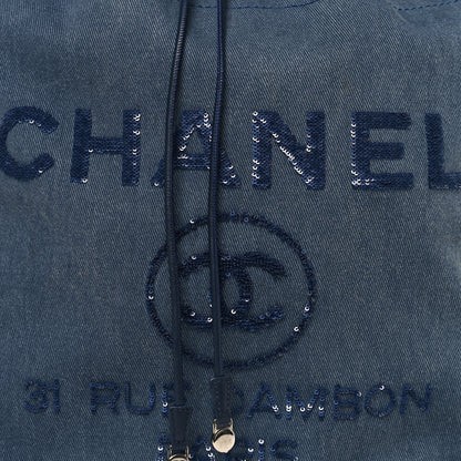 Chanel Canvas Sequin Large Deauville Backpack Navy 8 of 11
