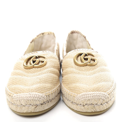 Gucci Straw Elaphe Matelasse GG Marmont Espadrilles 37 Natural Cream Brown 5 of 11
