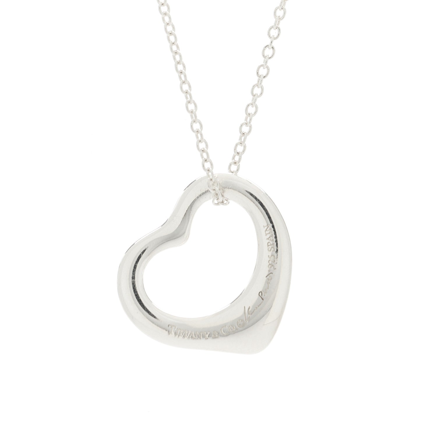 Tiffany Sterling Silver 11mm Elsa Peretti Open Heart Pendant Necklace 5 of 6