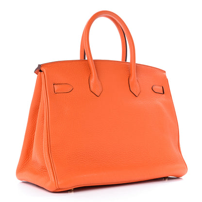 Hermes Taurillon Clemence Birkin 35 Orange 3 of 13