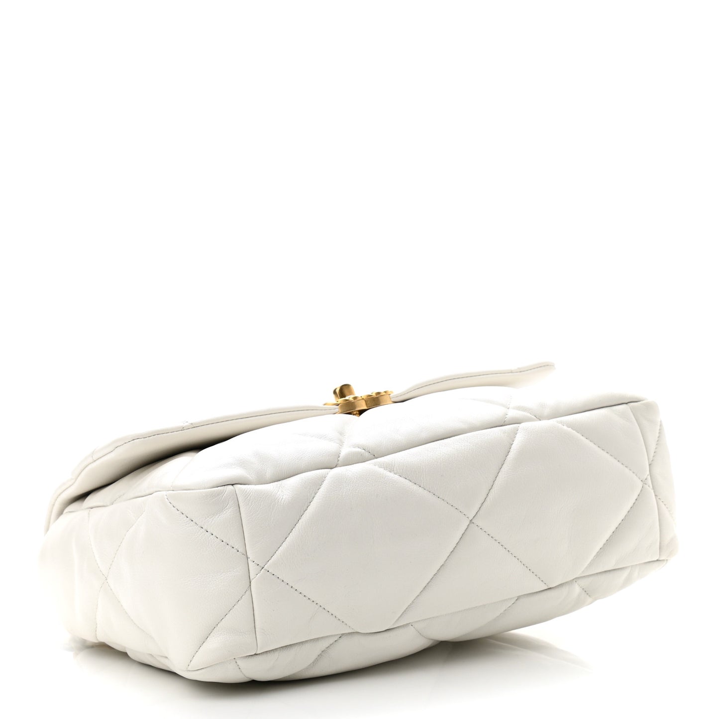 Goatskin Quilted Large Chanel 19 Flap White
