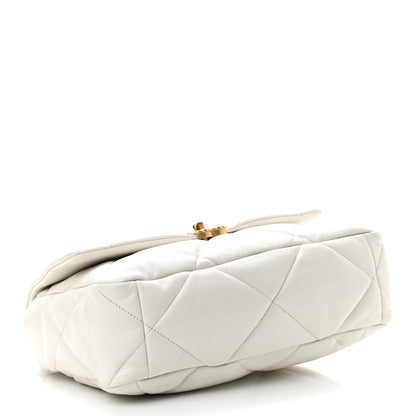 Chanel Goatskin Quilted Large Chanel 19 Flap White 4 of 10