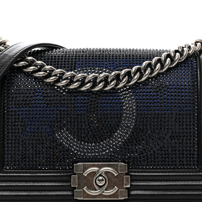 Chanel Iridescent Calfskin Quilted Strass Medium Paris Dallas Boy Flap Navy 8 of 11