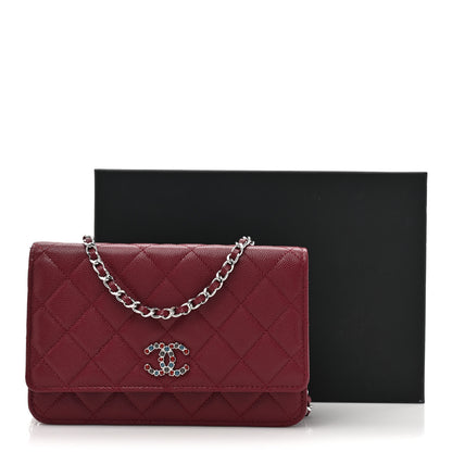 Chanel Caviar Quilted Glass Wallet On Chain WOC Burgundy 12 of 12
