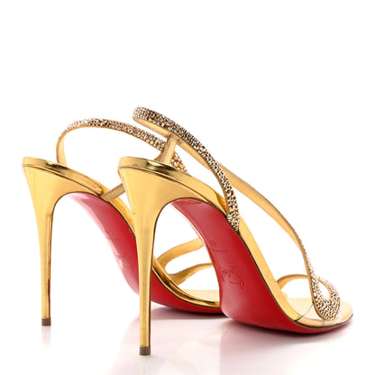 Christian Louboutin Crystal Strass Rosalie 100 Sandals 41 Cry Aurum Gold 4 of 10