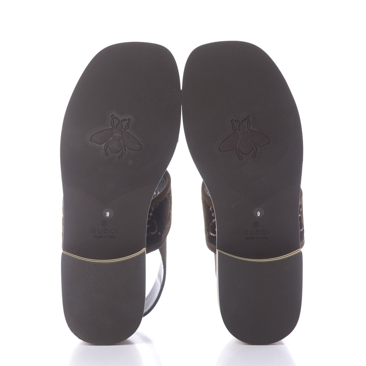 Velvet GG Monogram Suede Mens Platform Sandals 9 Coffee