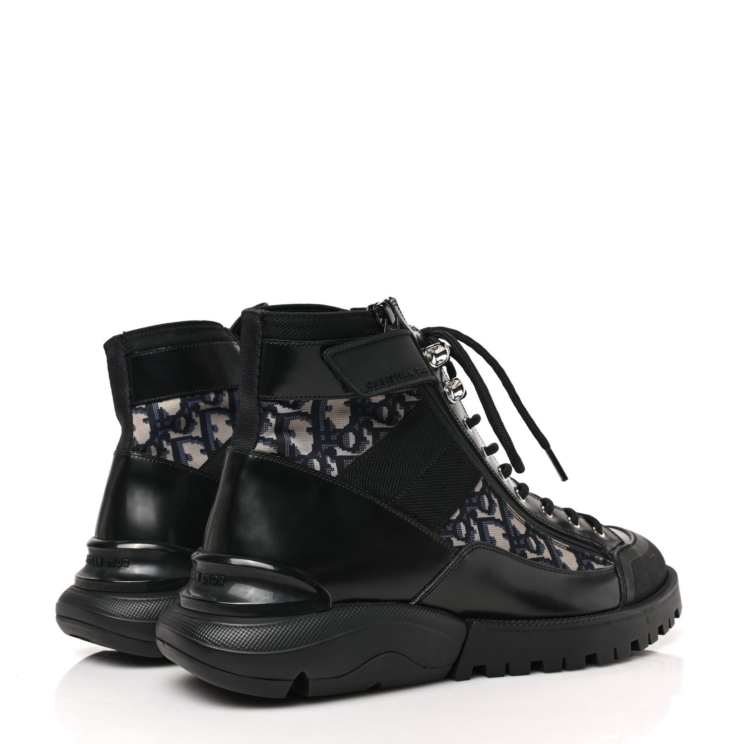Christian Dior Oblique Polished Calfskin Mens Combat Ankle Boots 41 Beige Black 4 of 8