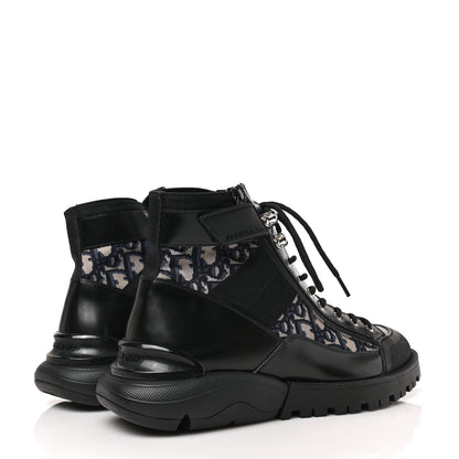 Christian Dior Oblique Polished Calfskin Mens Combat Ankle Boots 41 Beige Black 4 of 8