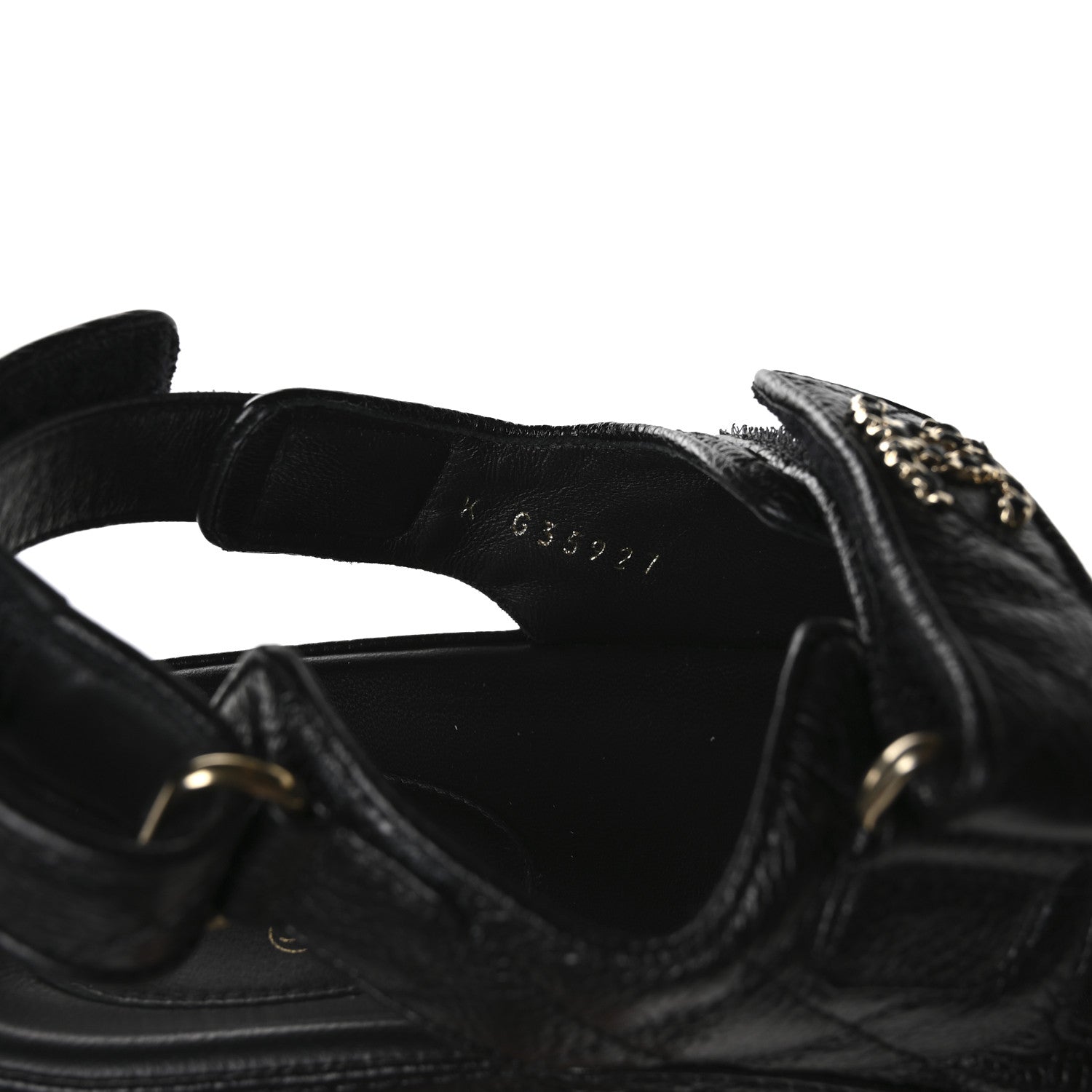 Chanel Grained Calfskin Velcro Dad Sandals 36 Black 8 of 10