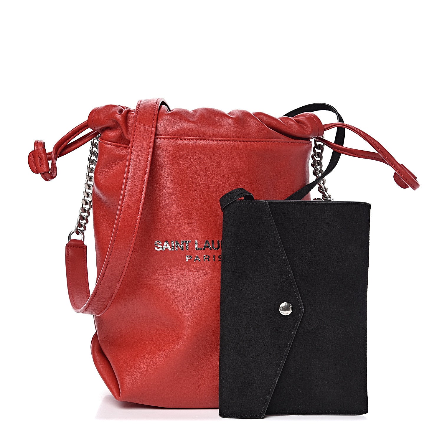 Saint Laurent Lambskin Small Teddy Bucket Bag Red 1 of 11