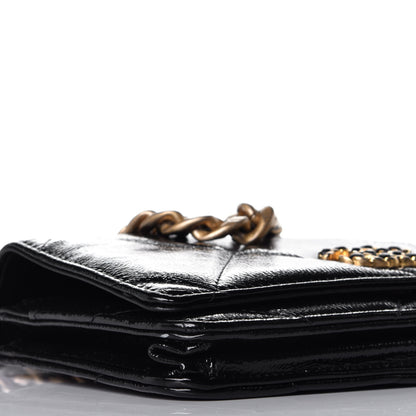 Chanel Shiny Crumpled Calfskin Quilted Chanel 19 Wallet On Chain WOC Black 8 of 9