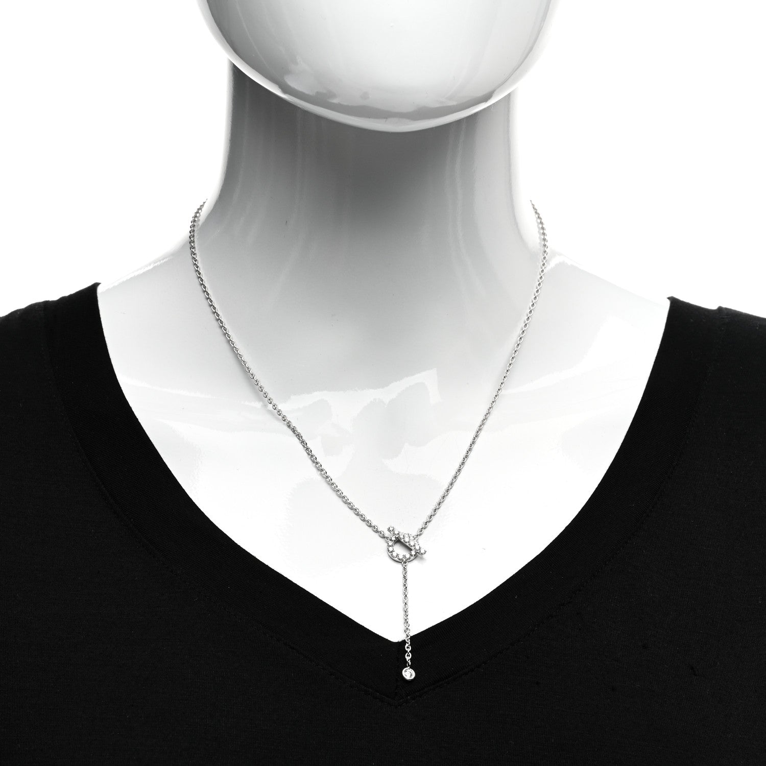 Hermes 18K White Gold Diamond Finesse Lariat Necklace 2 of 5