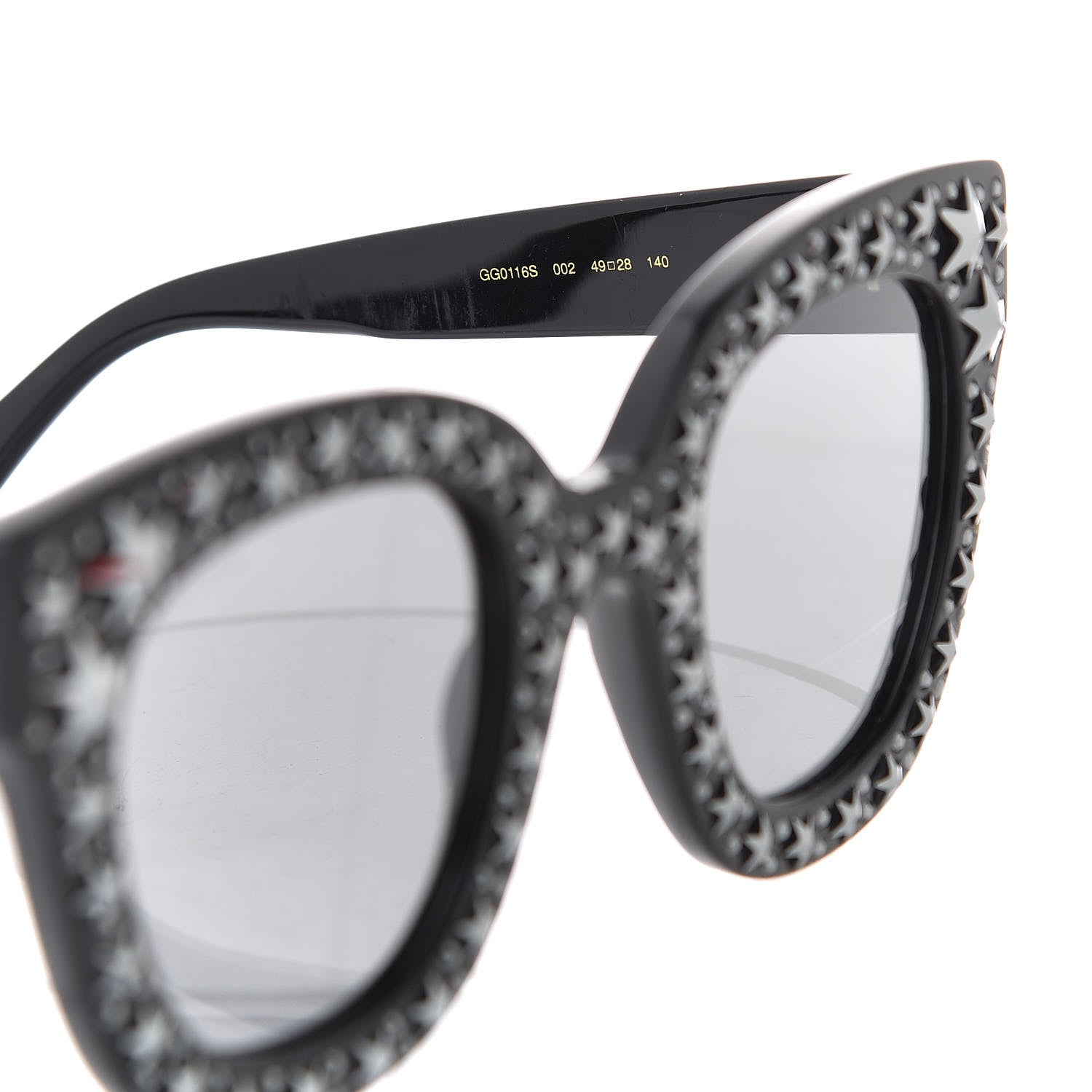 Gucci Acetate Stars Cat Eye Sunglasses GG0116S Black 7 of 8