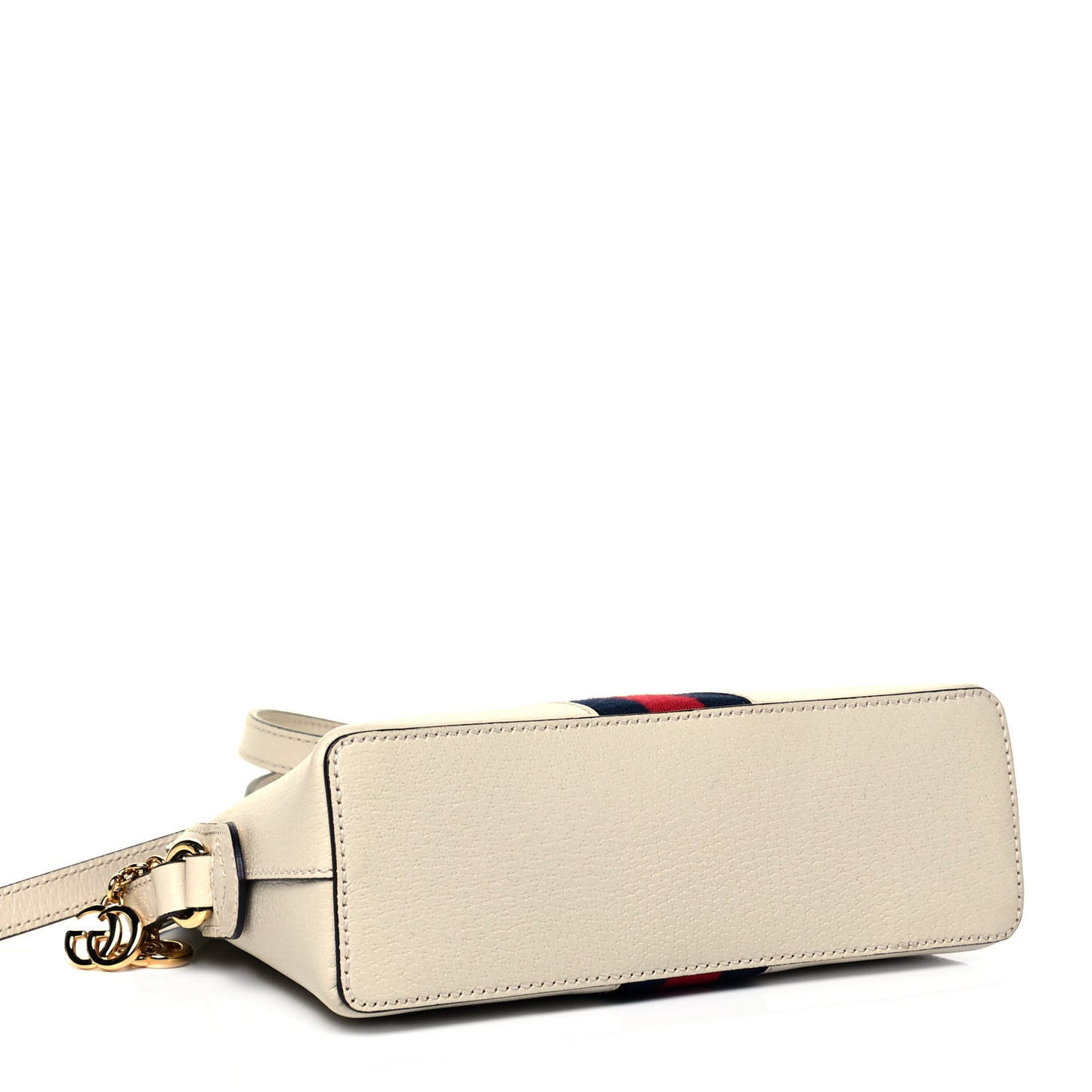 Textured Dollar Calfskin Web Small Ophidia Dome Shoulder Bag Mystic White