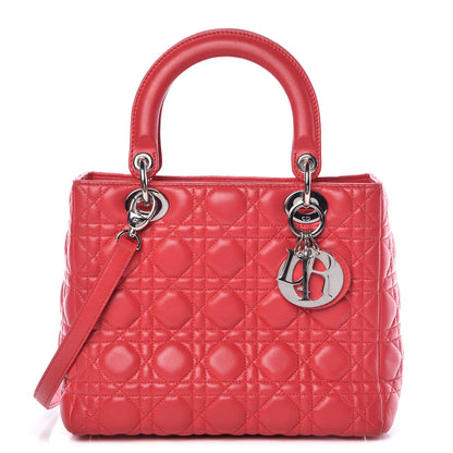 Christian Dior Lambskin Cannage Medium Lady Dior Red 1 of 12