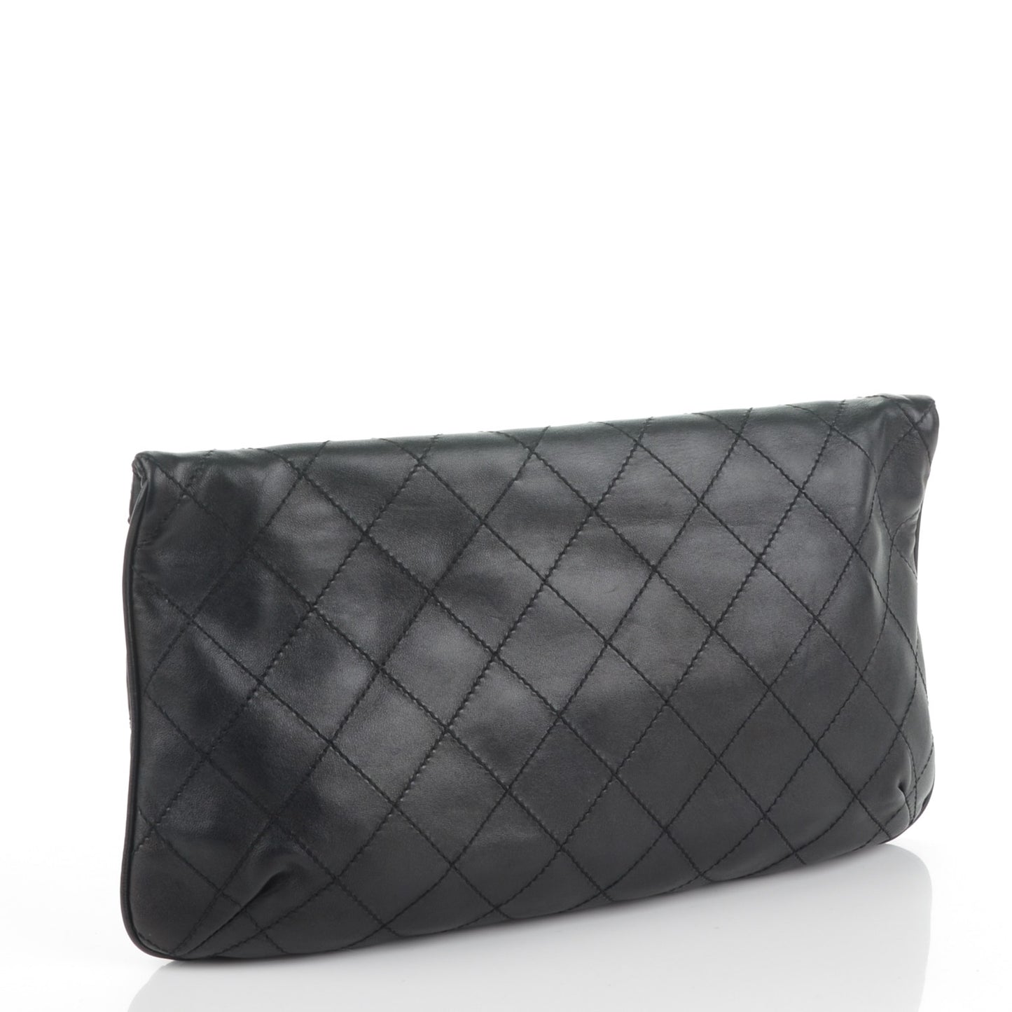 Lambskin Diamond Stitch Convertible Clutch Black