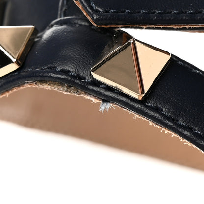 Valentino Garavani Pebbled Calfskin Rockstud Ankle Strap 100mm Pumps 37 Deep Denim 11 of 13