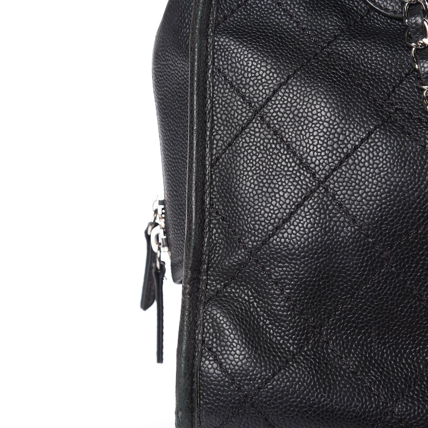 Caviar Quilted Deauville Bowling Bag Black