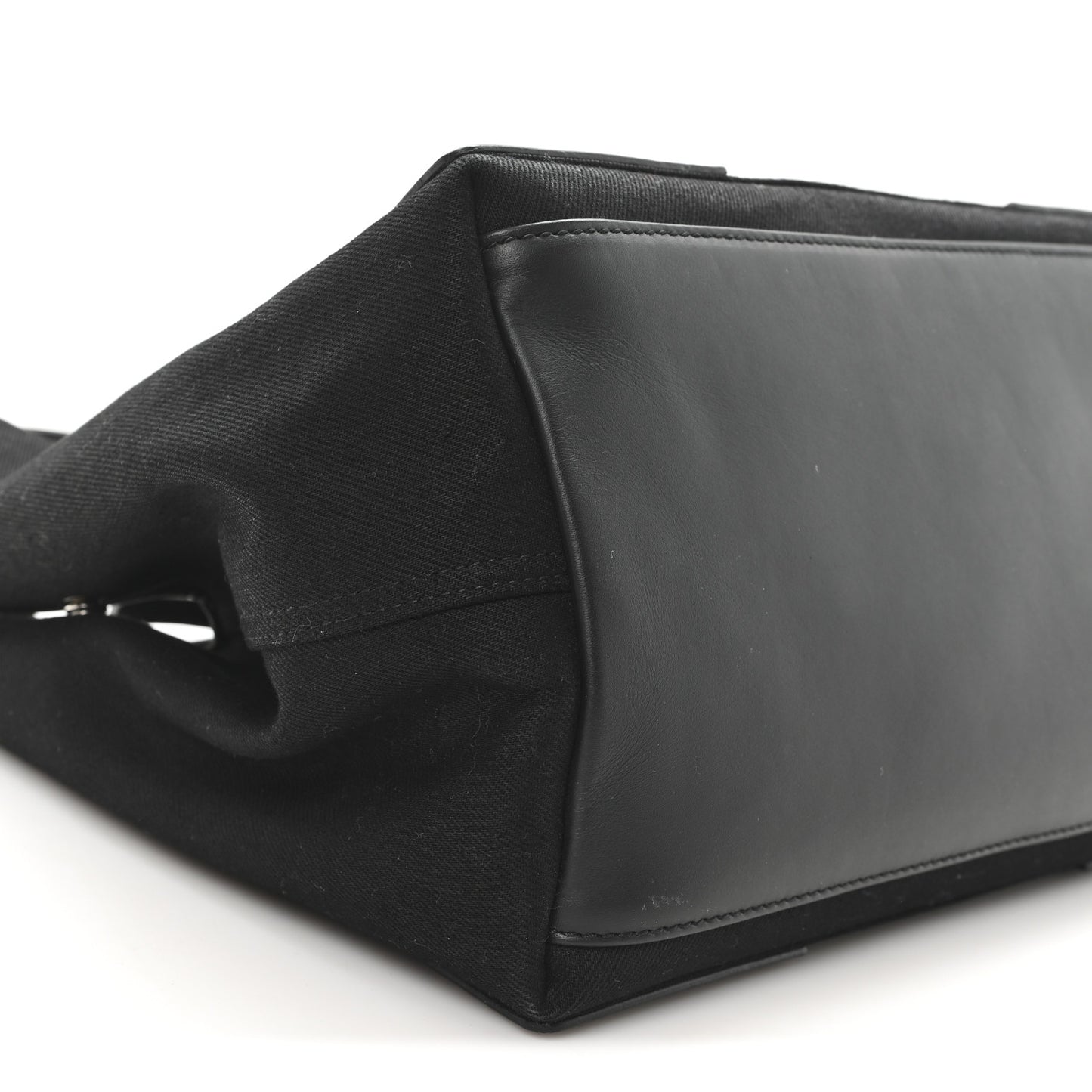 Cotton Canvas Calfskin S Navy Cabas Black