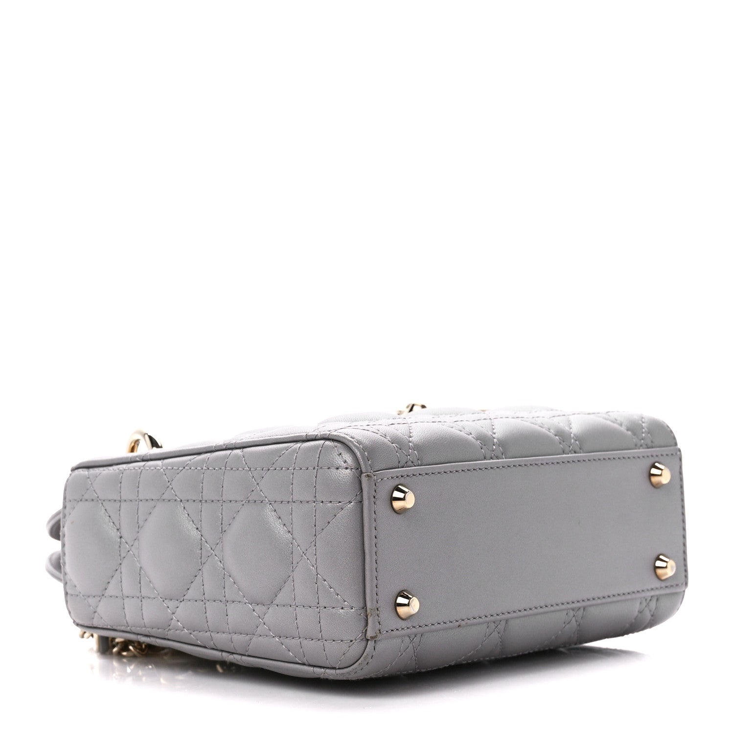 Christian Dior Metallic Lambskin Cannage Mini Lady Dior Grey 4 of 12